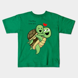 Cute Cartoon Turtles "I Turtley Love You" Kids T-Shirt